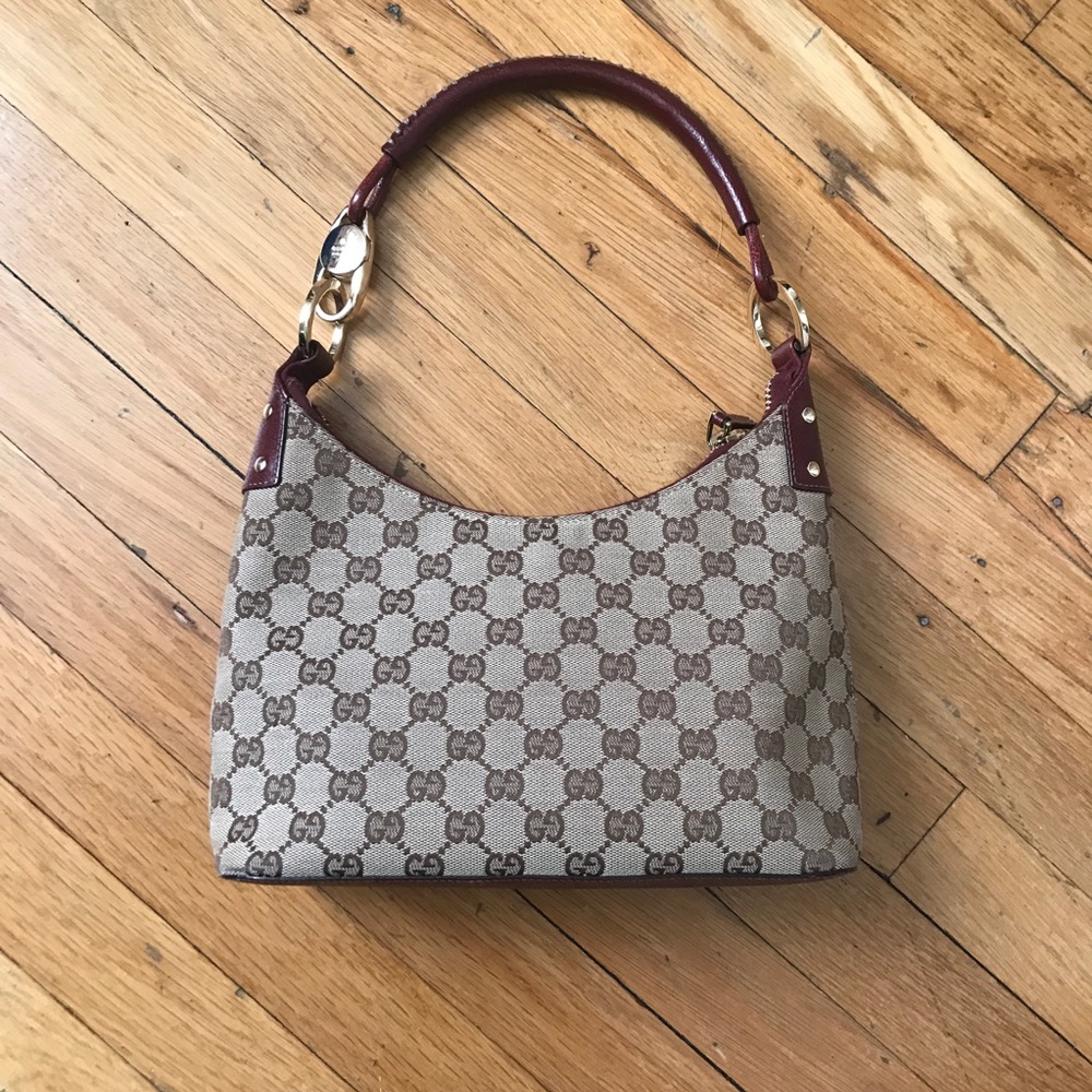 Gucci Burgundy leather trim bag
